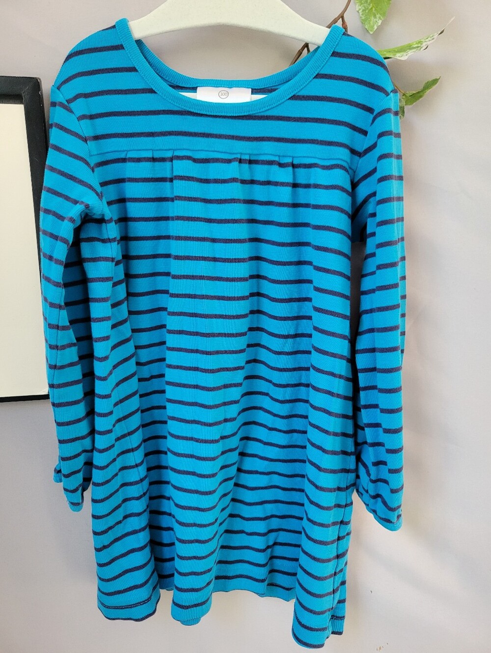 Hanna Andersson Girl's Day Play Striped Dress Blue 100 or 4